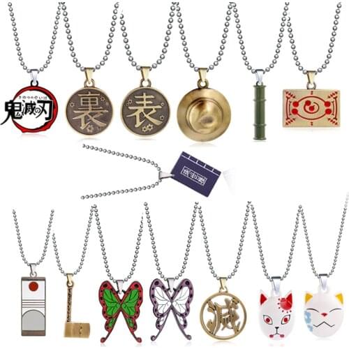 Japanese Anime Demon Slayer Kimetsu no Yaiba Necklace Enamel Kamado Tanjirou Pendant Choker Bead Cartoon Charm Jewelry koyle