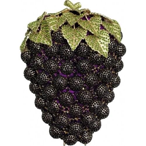 Women evening party bag diamonds clutches luxury accessories bag bridal wedding party purse hollow out grape crystal purses