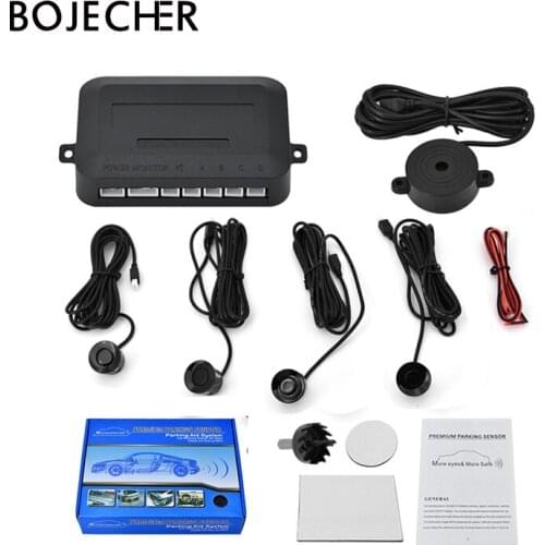 10pcs/lot 4 Sensors Buzzer 22mm Car Parking Sensor Kit Reverse Backup Radar Sound Alert Indicator Probe System 12V + Retail Box