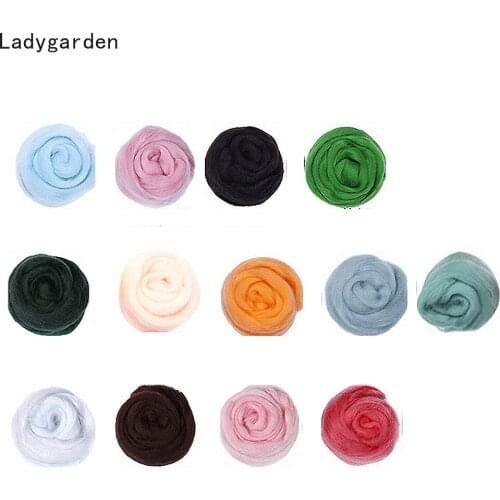 130g/bag Materials Soft Mix Colors Dyed Felting Wool Tops Roving Wool Fibre Hand Spinning Sewing Trimming Wool Fibre