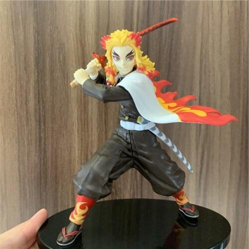 17cm Rengoku Kyoujurou Swing Sword Fighting Ver. PVC Action Figure Anime Demon Slayer Tanjirou Friend Model Gift