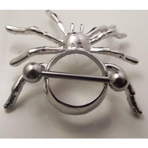 2piece 316L Surgical Steel Sexy Spider Mamilo Rings Nipple Ring Barbell Body Piercing Jewelry Nipple Bar ring Women Gift