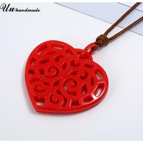 New Acrylic Heart Leather Statement Necklace Women Pendant Choker Kolye Jewelry Collares Colar Boho Harajuku Collier Femme Colar