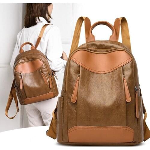 2021 Summer Fashion Women Leather Backpack Ladies School Bag Backpack for Teenager Girls Vintage Shoulder Bags Mochila Feminina