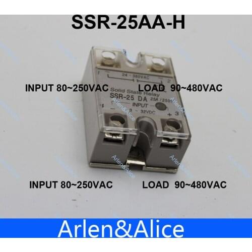 25AA SSR 25AA-H High voltage type input 80-250V AC load 24-380V AC single phase AC solid state relay