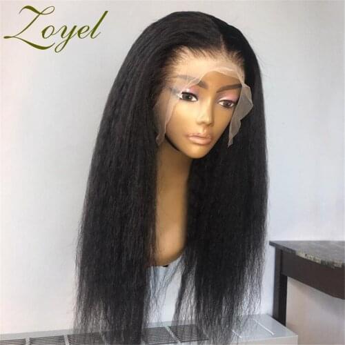 26inch Long Lace Front Wig Yaki Straight Syntheitc Wigs for Women Black Color Cosplay Wigs For Part and Daily Medium Cap size