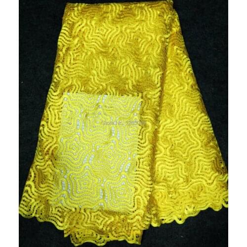 Guaranteed Quality African Lace Fabric French Swiss Voile Mesh Women Cord Guipure Material Yellow For Clothing Dress 5 Yards