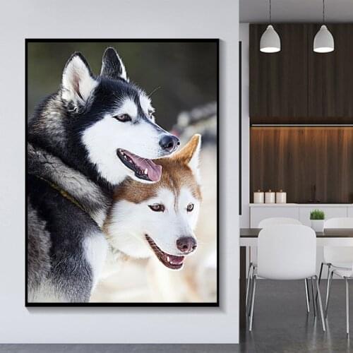 5D Cross Stitch Mosaic Cute Husky Square Round Diamond Embroidery Diamond Painting Full Display Rhinestone Wall StickersZP-4444