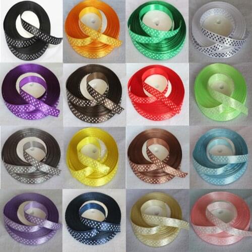 15Yards 3/8" 10mm Bulk Polka Dot Ribbon Satin Craft Supplies crafts (pick color)