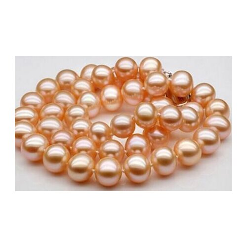 Noble jewelry stunning 8-9mm natural south seas gold pink pearl necklace 18inch silver