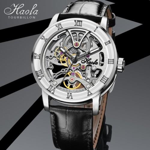 HAOFA Luminous Automatic Mechanical Man Watches Self-wind Sapphire Hollow Business Fashion Watch For Men Luxury orologio uomo
