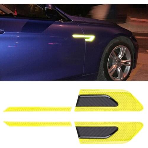 2 PCS Car Reflective Sticker Car-Styling Fender Reflective Bumper Decorative Strip, External Reflection + Inner Carbon Fiber