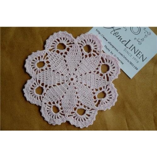 Baby Pink Handmade Crochet Place mat Round oaster 21cm(8.27")