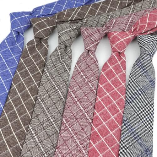 Brand New Mens Fashion Striped Tie Gentleman Casual Thick Plaid Cotton Necktie 6 CM For Men Business Party Tuxedo Accessory Gift
