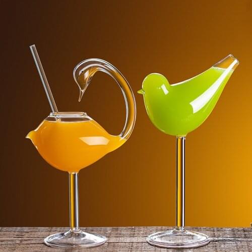 Cocktail Glass Bird Shape Wine Glass Goblet Cup Creativity Home Kitchen Bar Accessories Transparent Wine Glass Whiskey Drinkware