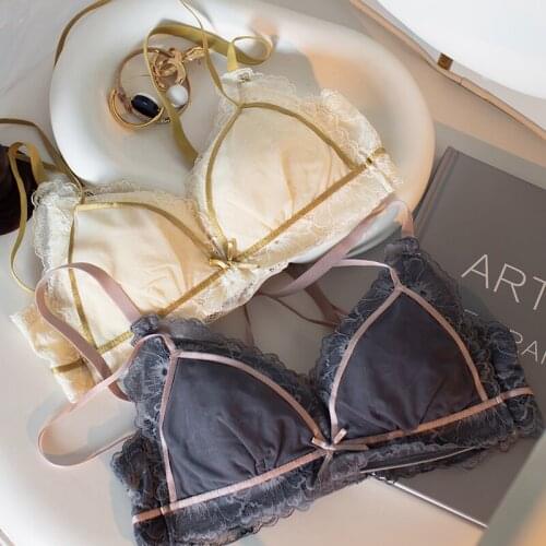 Gathering Seamless Bra Sets Adjustment Type Non-Steel Ring Close-Up Breast Bralette Top Thin Bottom Thick Vest Lace Underwear