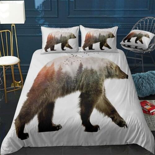 Bear Quilt Cover Pillowcase 3Piece Comforter Bedding Set With Pillow Case Single Double Duvet Cover Home Decora
