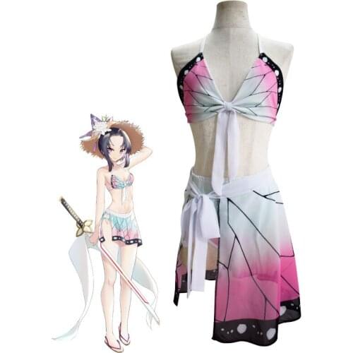 Anime Demon Slayer: Kimetsu no Yaiba Kochou Shinobu Kamado Tanjirou Swimsuit Dress Cosplay Costume custom-made