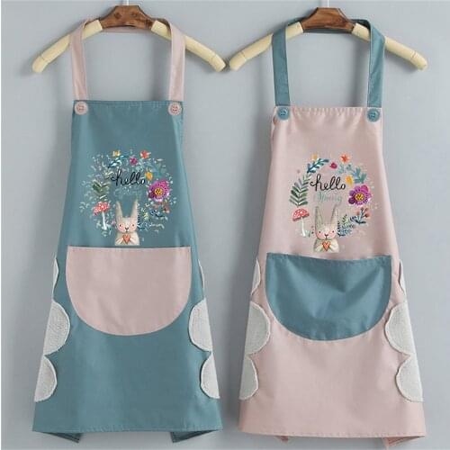 Household Kitchen Apron Female Waterproof Oil Resistant Waist MENS Overalls Fabric Bib With Pocket Home Cleaning Tool