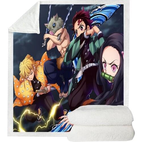 Anime Demon Slayer: Kimetsu no Yaiba 3D Printed Square Blanket Sofa Couch Comforter Children Adult Cover Bedding Throw Blankets