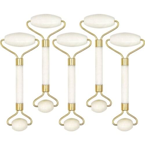 Double Heads White Jade Roller Facial Roller Massager Slimming Neck Body Lift Facial Massage Stone Beauty Skin Care Tool
