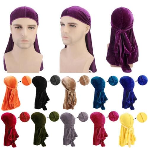 Fashion Mens Satin Durags Bandanna Turban Wigs Pirate Hat Men Silky Durag Headwear Headband