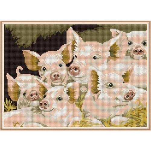 Lovely pig cross stitch kit Square Round Drill stitching embroidery DIY handmade needlework