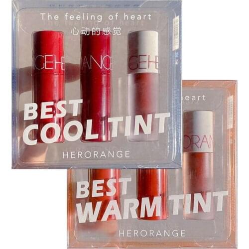 HERORANGE Little Lip Glaze Set Mini Set Box 3 Pack Matte Matte Lipstick Matte,mini,Suit