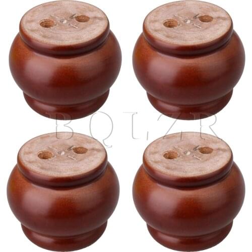 BQLZR 4xRed Brown Eucalyptus-Wood Furniture Feet 100kg Bearing Weight Lifter 7.8x6.2cm
