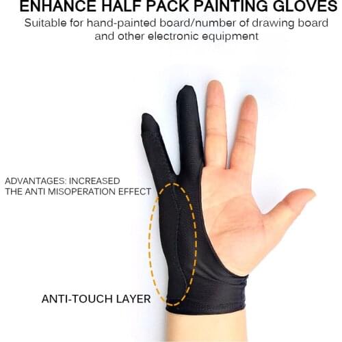 Anti-fouling Two-Fingers Artist Anti-Touch Glove For Drawing Tablet Right And Left Hand Glove Anti-Fouling For Ipad Screen Board