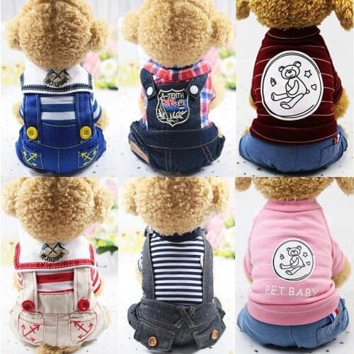 PUOUPUOU Striped Dog Clothes Winter Pet Dog Jacket Coat Warm Pets Clothing for Small Medium Dogs College Style Outfit XS-2XL