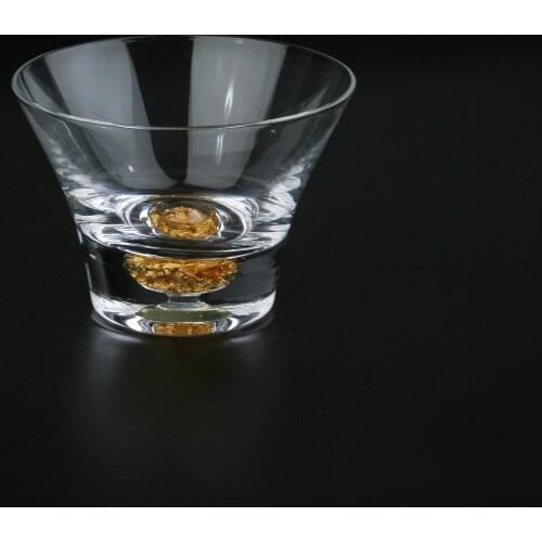 Promotional Glass Water Cups Creative Beautiful Gold Foil Bottom Glass For Tea Elegant Imperial Royal Black Green Red Teacup