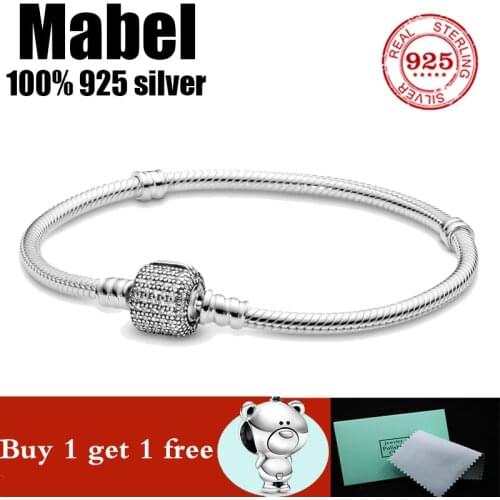 Luxury Original 100% 925 Sterling Silver pan bracelet Snake Chain Bracelet Bangle for Women Authentic Charm high quality Jewelry