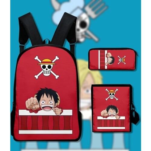 2020 Anime 3D New Product Backpack Set One Piece 3D Digital Color Printing Boys Girls Bag Trend Backpack Set