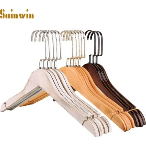 Sainwin 10pcs/lot Wooden hangers for clothes rack vintage wood clothes hanger hotel home clohtes pegs (30pcs can LOGO)