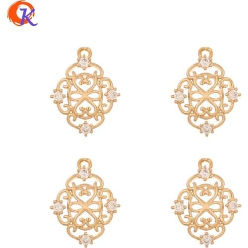 Cordial Design 100Pcs 13*17MM Jewelry Accessories/CZ Charms/Flower Shape/Hand Made/Earring Findings/DIY Making/Earring Connector