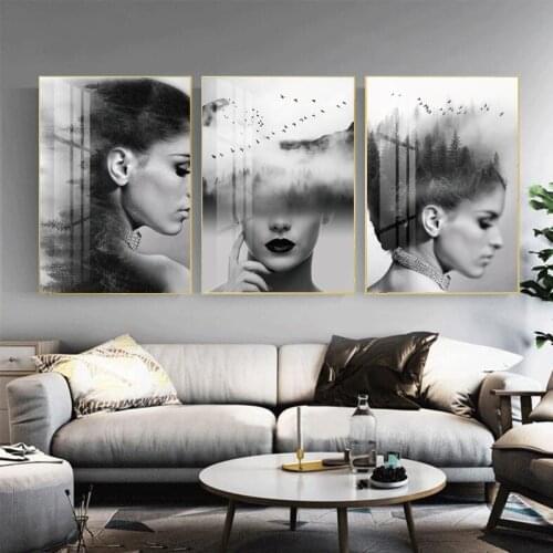 Modern Nordic Abstract Poster Forest Woman Fashion Style posters and prints paintings for living room wall no frame
