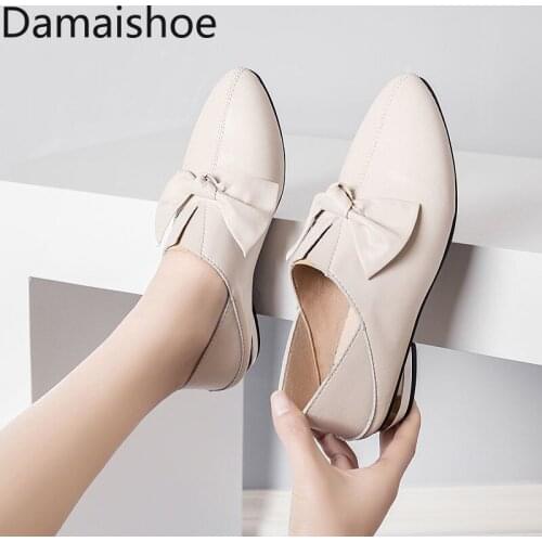 Genuine Leather Pumps Womens 2021 Spring and Autumn New All-Match Pointed Leather Low Heels Stirrup Heel Loafers Womens Shoes