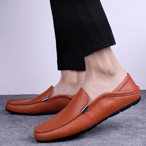 Genuine Leather Driving Shoes Men Luxury Brand Men Leather Casual Shoes Soft Sole High Quality Flat Men Loafers zapatos hombre