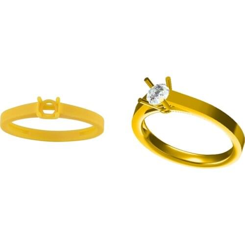 High Wax Contained Castable Resins Printing Services for Classic Solitaire Ring 3D STL 3dm CAD Files