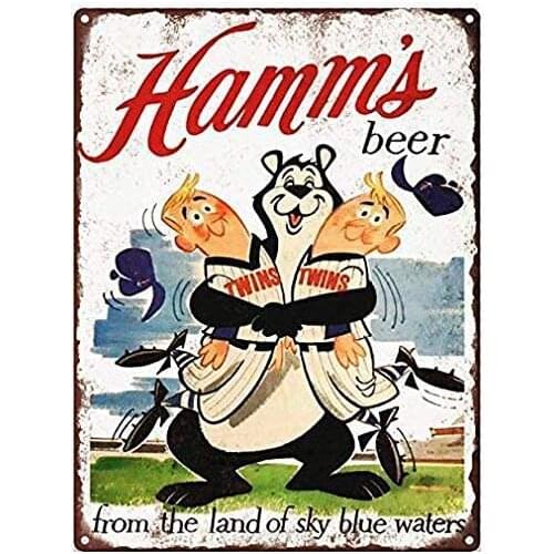 Ylens hamms beer bear twins - retro metal poster for wall decoration (8.0 x 12.0 in)