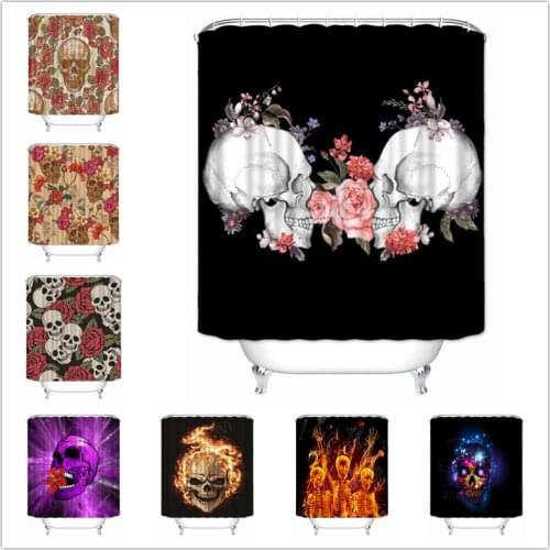 Musife Custom High Quality Skull Shower Curtain Waterproof Bathroom Polyester Fabric Bathroom Curtain