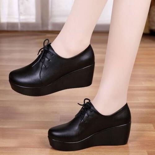 New round head deep mouth four seasons trendy slope heel high heels comfortable non-slip dancing casual womens shoes