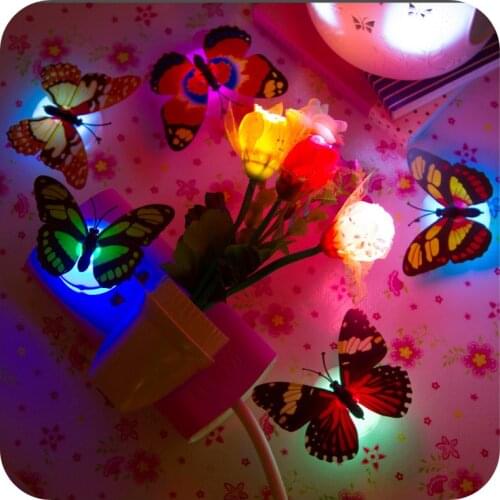 1PCS Creative Colorful Colorful Nightlight Nightlight Paste Button Type Decorative Lamp Butterfly