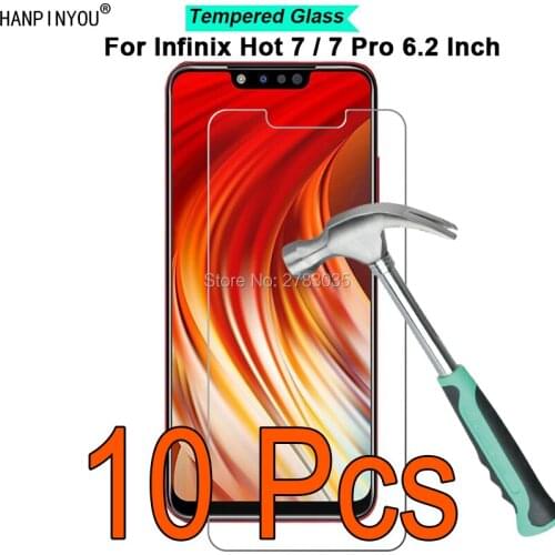 10 Pcs/Lot For Infinix Hot 7 / 7 Pro 6.2" 9H Hardness 2.5D Ultra-thin Toughened Tempered Glass Film Screen Protector Guard
