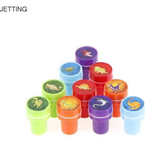 10 Pcs/set DIY Supplies Cartoon Dinosaur Self Inking Stamper Art Craft Stamps Kids Party Favors Toy different Drawing Templates