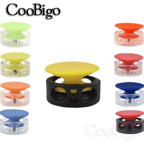 10pcs Colorful Frost 2 Hole Round Cord Lock Stopper Transparent Toggle Clip for Shoelace Rope Paracord Lanyard Accessories