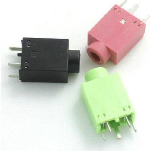 10pcs 3.5MM Headphone Audio Connector PJ-358 180 Degree Vertical 5 Pin 5P Pink Green for Host Chassis Socket