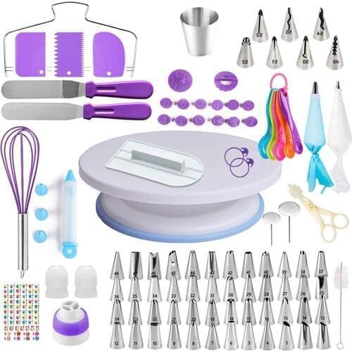 137pcs Cake Decorating Set Stainless Pastry Nozzles Cake Turntable Set Confectionery Bag Fondant Baking Tools For Cakes Dropship