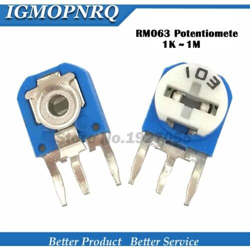 20pcs RM063 RM-063 100 200 500 1K 2K 5K 10K 20K 50K 100K 200K 500K 1M ohm Trimpot Trimmer Potentiometer variable resistor